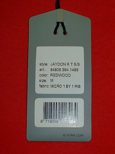 G-STAR T SHIRT STYLE:JAYDON R T S/S REDWOOD MICRO 1 BY 1 RIB