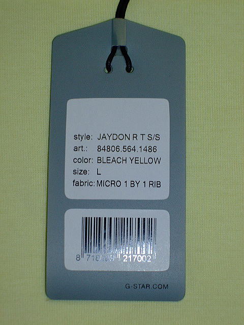 G-STAR T SHIRT STYLE:JAYDON R T S/S BLEACH YELLOW MICRO 1 BY 1 RIB