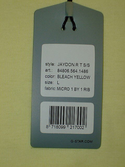 G-STAR T SHIRT STYLE:JAYDON R T S/S BLEACH YELLOW MICRO 1 BY 1 RIB