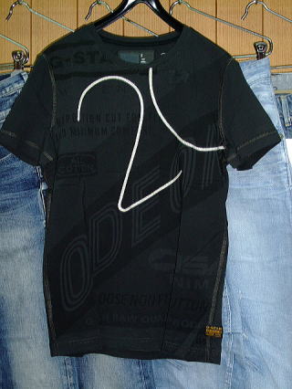 G-STAR T SHIRT STYLE:US R T S/S BLACK COMPACT JERSEY