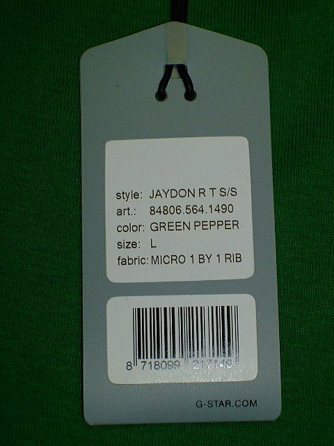 G-STAR T SHIRT STYLE:JAYDON R T S/S GREEN PEPPER MICRO 1 BY 1 RIB