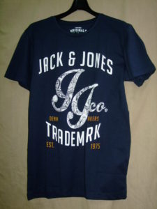 Jack and Jones JORTRAFFIC TEE SS CREW NECK Navy Blazer/REG INAC Gold White style no.12111477 SIZE/TAILLE S